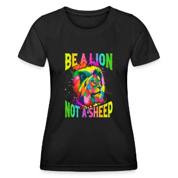 Sois un lion, pas un mouton - T-shirt sport Femme - noir - Devant - AI Model Female 172 light (172cm)