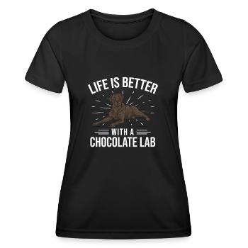 Chocolate Labrador Retriever Hund - Frauen Funktions-T-Shirt - Schwarz - Vorne - AI Model Female 172 light (172cm)