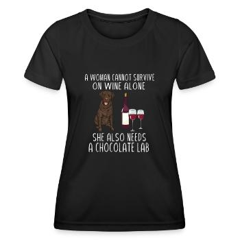 Chocolate Labrador Retriever Hund - Frauen Funktions-T-Shirt - Schwarz - Vorne - AI Model Female 172 light (172cm)