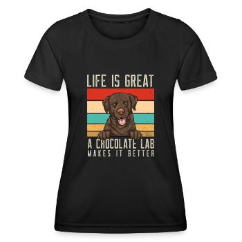 Chocolate Labrador Retriever Hund - Frauen Funktions-T-Shirt - Schwarz - Vorne - AI Model Female 172 light (172cm)