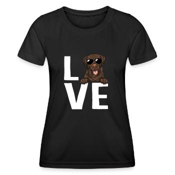 Chocolate Labrador Retriever Hund - Frauen Funktions-T-Shirt - Schwarz - Vorne - AI Model Female 172 light (172cm)