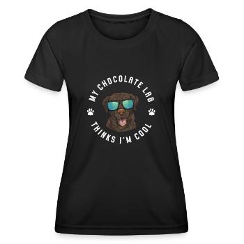 Chocolate Labrador Retriever Hund - Frauen Funktions-T-Shirt - Schwarz - Vorne - AI Model Female 172 light (172cm)
