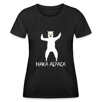 Haka Alpaca - Frauen Funktions-T-Shirt - Schwarz - Vorne - AI Model Female 172 light (172cm)