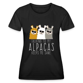 Alpacas Sunglasses Alpaca - Frauen Funktions-T-Shirt - Schwarz - Vorne - AI Model Female 172 light (172cm)