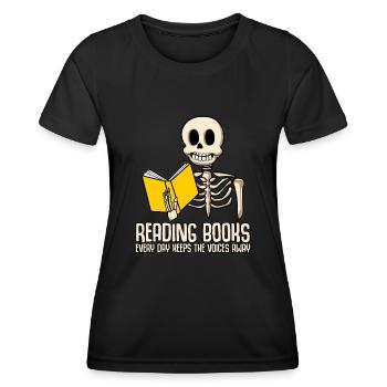 Books Reading Book Skeleton Bookworm - Women's Functional T-Shirt - black - Front - AI Model Female 172 light (172cm)