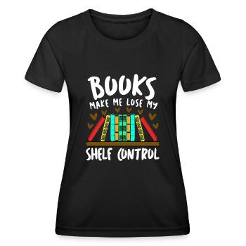 Reading Books Book Shelf Bookworm - Frauen Funktions-T-Shirt - Schwarz - Vorne - AI Model Female 172 light (172cm)