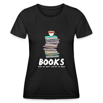 Books Reading Book Tea Cup Bookworm - Frauen Funktions-T-Shirt - Schwarz - Vorne - AI Model Female 172 light (172cm)