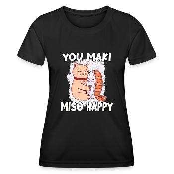 Funny Sushi Fan Sushi Lover Kawaii Nigiri - T-shirt sport Femme - noir - Devant - AI Model Female 172 light (172cm)