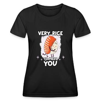 Funny Sushi Motif Nigiri Rice Japanese Cuisine - Women's Functional T-Shirt - black - Front - AI Model Female 172 light (172cm)
