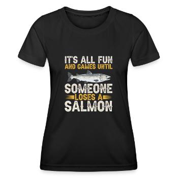Pêche au saumon Pêcheur de saumon - T-shirt sport Femme - noir - Devant - AI Model Female 172 light (172cm)