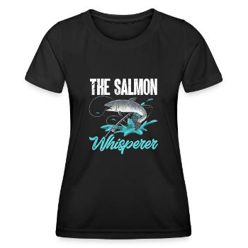 Pêche au saumon Pêcheur de saumon - T-shirt sport Femme - noir - Devant - AI Model Female 172 light (172cm)