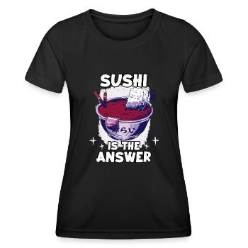 Kawaii Japon ramen fan lover nigiri maki - T-shirt sport Femme - noir - Devant - AI Model Female 172 light (172cm)