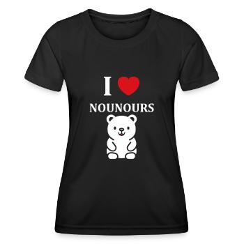 Ours en peluche petit nounours - T-shirt sport Femme - noir - Devant - AI Model Female 172 light (172cm)