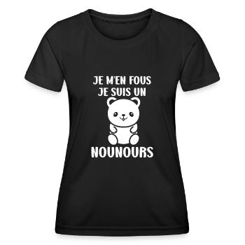Ours en peluche petit nounours - T-shirt sport Femme - noir - Devant - AI Model Female 172 light (172cm)