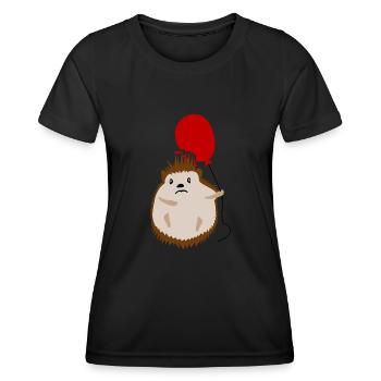 Hedgehog Red Balloon Hedgehogs - Frauen Funktions-T-Shirt - Schwarz - Vorne - AI Model Female 172 light (172cm)