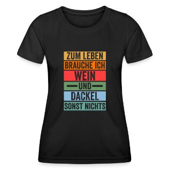 Wein Hund Dachshund Dackel - Frauen Funktions-T-Shirt - Schwarz - Vorne - AI Model Female 172 light (172cm)