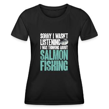 Pêche au saumon Pêcheur de saumon - T-shirt sport Femme - noir - Devant - AI Model Female 172 light (172cm)