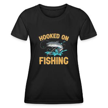 Pêche au saumon Pêcheur de saumon - T-shirt sport Femme - noir - Devant - AI Model Female 172 light (172cm)
