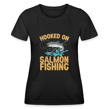 Pêche au saumon Pêcheur de saumon - T-shirt sport Femme - noir - Devant - AI Model Female 172 light (172cm)