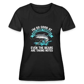 Pêche au saumon Pêcheur de saumon - T-shirt sport Femme - noir - Devant - AI Model Female 172 light (172cm)