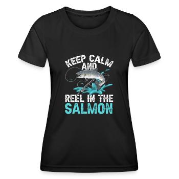 Pêche au saumon Pêcheur de saumon - T-shirt sport Femme - noir - Devant - AI Model Female 172 light (172cm)
