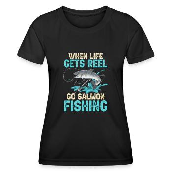 Pêche au saumon Pêcheur de saumon - T-shirt sport Femme - noir - Devant - AI Model Female 172 light (172cm)