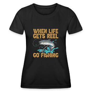 Pêche au saumon Pêcheur de saumon - T-shirt sport Femme - noir - Devant - AI Model Female 172 light (172cm)