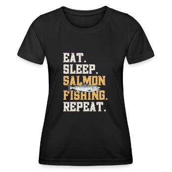 Pêche au saumon Pêcheur de saumon - T-shirt sport Femme - noir - Devant - AI Model Female 172 light (172cm)