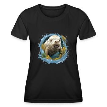Rettet Die Seekühe Wassertiere Seekühe - Frauen Funktions-T-Shirt - Schwarz - Vorne - AI Model Female 172 light (172cm)