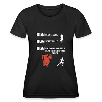 Jogging Runner Accessories Funny Jogger Sports - Women's Functional T-Shirt - black - Front - AI Model Female 172 light (172cm)