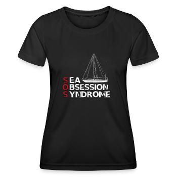 vêtements de voile hobby marin marin capitaine - T-shirt sport Femme - noir - Devant - AI Model Female 172 light (172cm)