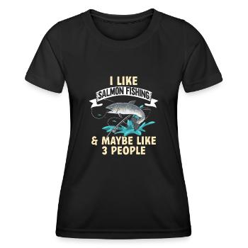 Pêche au saumon Pêcheur de saumon - T-shirt sport Femme - noir - Devant - AI Model Female 172 light (172cm)