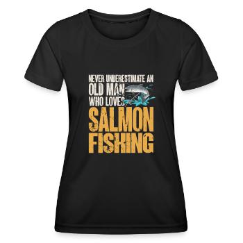 Pêche au saumon Pêcheur de saumon - T-shirt sport Femme - noir - Devant - AI Model Female 172 light (172cm)