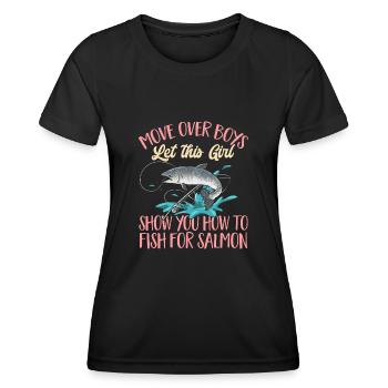 Pêche au saumon Pêcheur de saumon - T-shirt sport Femme - noir - Devant - AI Model Female 172 light (172cm)