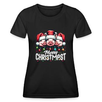 MERRY ChristMAST - Weihnachtsbraten Essen Mahlzeit - Frauen Funktions-T-Shirt - Schwarz - Vorne - AI Model Female 172 light (172cm)