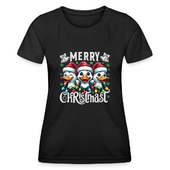 JOYEUX Noël - Dîner de Noël de Noël - T-shirt sport Femme - noir - Devant - AI Model Female 172 light (172cm)