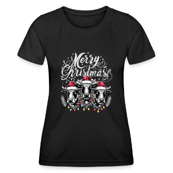 JOYEUX Noël - Rôti de bœuf de Noël - T-shirt sport Femme - noir - Devant - AI Model Female 172 light (172cm)