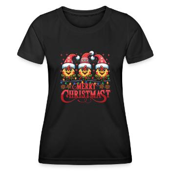 JOYEUX Noël - Repas de Noël rôti - T-shirt sport Femme - noir - Devant - AI Model Female 172 light (172cm)