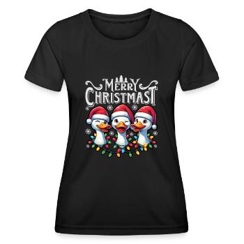 JOYEUX Noël - Dîner de Noël de Noël - T-shirt sport Femme - noir - Devant - AI Model Female 172 light (172cm)