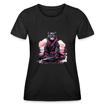 Japanische Kunst Katze Kawaii Anime - Frauen Funktions-T-Shirt - Schwarz - Vorne - AI Model Female 172 light (172cm)