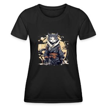Japanische Kunst Katze Kawaii Anime - Frauen Funktions-T-Shirt - Schwarz - Vorne - AI Model Female 172 light (172cm)