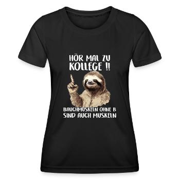 Faultier Geschenk Sportmuffel Geschenkidee Sloth - Frauen Funktions-T-Shirt - Schwarz - Vorne - AI Model Female 172 light (172cm)