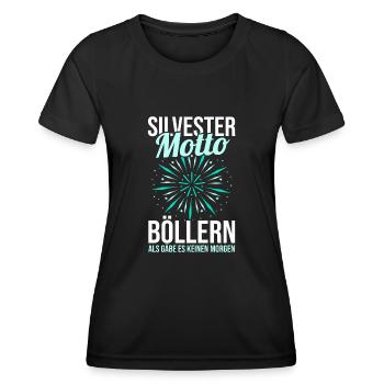 Neujahr Feuerwerk Silvester - Frauen Funktions-T-Shirt - Schwarz - Vorne - AI Model Female 172 light (172cm)