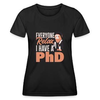 PhD Graduate Doktorgrad Ph.D. Promotion - Frauen Funktions-T-Shirt - Schwarz - Vorne - AI Model Female 172 light (172cm)