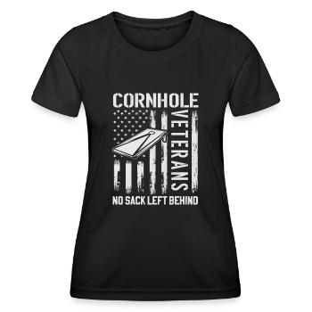 Cornhole Veteran - No Sack Left Behind - Women's Functional T-Shirt - black - Front - AI Model Female 172 light (172cm)