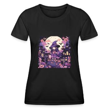 Kawaii Chibi Hexe Halloween Verkleidung Anime - Frauen Funktions-T-Shirt - Schwarz - Vorne - AI Model Female 172 light (172cm)