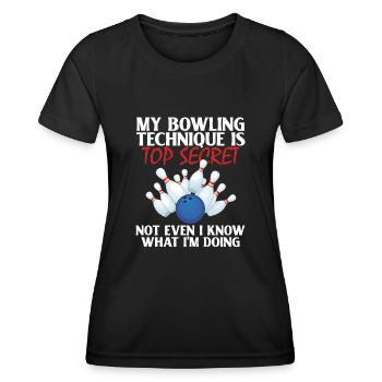 Ma Technique de Bowling Secret Funny Bowler - T-shirt sport Femme - noir - Devant - AI Model Female 172 light (172cm)