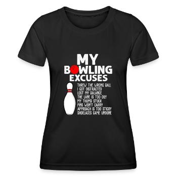 Funny Bowling Excuses For Bowler - Women's Functional T-Shirt - black - Front - AI Model Female 172 light (172cm)