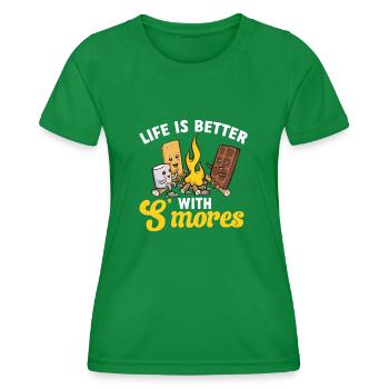 S'more Lagerfeuer Marshmallow Camping - Frauen Funktions-T-Shirt - Kelly Green - Vorne - AI Model Female 172 dark (172cm)