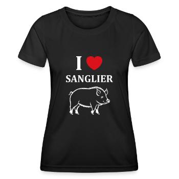 Humour petit sanglier - T-shirt sport Femme - noir - Devant - AI Model Female 172 light (172cm)